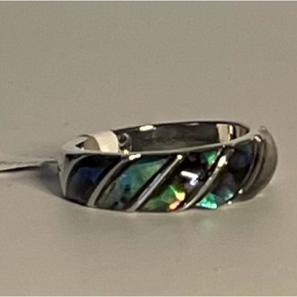 NEW Silver and Blue Spiral Inlay Ring - Picture 2 of 5